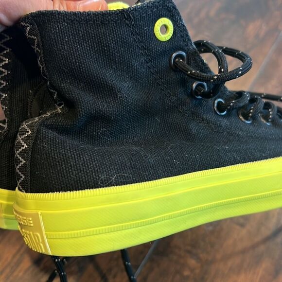 Converse Counter Climate high tops size 7 black and neon yellow EUC Chuck Taylor - Picture 5 of 11